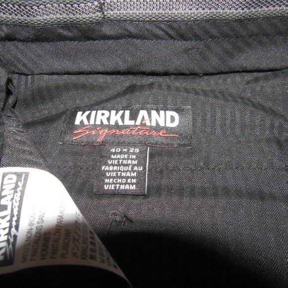 NWT KIRKLAND SIGNATURE Black Pin Dot Men’s Flat Front Pants Size 40 x 29 - Picture 5 of 6